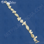 Load image into Gallery viewer, Gemstone bead bracelet with natural cream-colored beads, gold accents and secure clasp