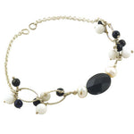 Load image into Gallery viewer, Silver Pearl & Onyx Bead Bracelet for Women | Gift Jewelry