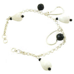 Load image into Gallery viewer, Silver Bead Chain Bracelet with White & Black Beads