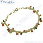 Load image into Gallery viewer, Silver beaded chain bracelet with orange and dark gemstone beads, perfect for gifting
