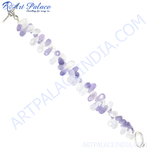Load image into Gallery viewer, Amethyst and crystal bead bracelet with sterling silver clasp for women.