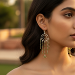 Load image into Gallery viewer, 925 Silver Peridot Dangle Earrings | Green Gemstone Jewelry