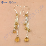 Load image into Gallery viewer, 925 sterling silver dangle earrings featuring citrine gemstones in a cascade design.
