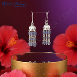 Load image into Gallery viewer, 925 Silver Blue Gemstone Tassel Earrings for Women | Dangle Earrings