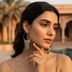 Load image into Gallery viewer, 925 Silver Blue Gemstone Hoop Earrings for Women | Dangle