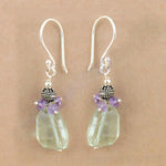 将图像加载到图库查看器中, 925 Silver Green Quartz & Amethyst Earrings for Women
