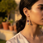 Load image into Gallery viewer, Silver Amethyst & Pearl Drop Earrings for Women | Gemstone Jewelry