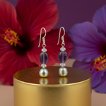 Load image into Gallery viewer, Silver Amethyst & Pearl Drop Earrings for Women | Gemstone Jewelry