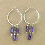 将图像加载到图库查看器中, 925 Silver Amethyst Hoop Earrings | Dangle Drop Earrings
