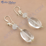 Load image into Gallery viewer, Sterling silver drop earrings featuring clear quartz gemstones, a classic and elegant design perfect for everyday wear.