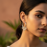 将图像加载到图库查看器中, 925 Silver Moonstone Hoop Earrings | Women's Dangle Jewelry