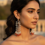 Load image into Gallery viewer, 925 Silver Chandelier Earrings with Carnelian Gemstones for Women