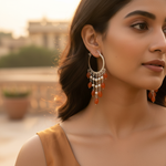 Load image into Gallery viewer, 925 Silver Orange Bead Drop Earrings | Women's Fashion Jewelry