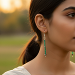 将图像加载到图库查看器中, 925 Silver Green Stone Bead Earrings for Women | Dangle Earrings