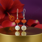 Load image into Gallery viewer, 925 Silver & Orange Gemstone Dangle Earrings | Women's Jewelry