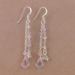 将图像加载到图库查看器中, 925 Silver Rose Quartz Dangle Earrings for Women | Gift