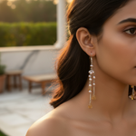 将图像加载到图库查看器中, 925 Silver Pearl & Citrine Drop Earrings for Women | Dangle Earrings