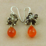 将图像加载到图库查看器中, 925 Silver Carnelian & Smoky Quartz Earrings | For Women
