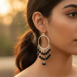 Load image into Gallery viewer, 925 Silver Black Bead Chandelier Earrings for Women