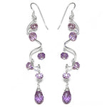 Load image into Gallery viewer, 925 Silver Amethyst Drop Earrings | Women's Dangle Jewelry