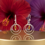 Load image into Gallery viewer, Silver Dangle Earrings with Amber Stone | Women's Jewelry Gift