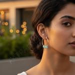 Load image into Gallery viewer, Silver Hoop Earrings with Blue Beads for Women | Fashion Jewelry