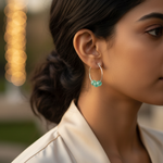 Load image into Gallery viewer, Silver Hoop Earrings with Blue Beads for Women | Fashion Jewelry