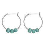 Load image into Gallery viewer, Silver Hoop Earrings with Blue Beads for Women | Fashion Jewelry