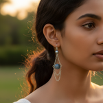 Load image into Gallery viewer, Silver Blue Gemstone Drop Earrings for Women | Dangle Jewelry