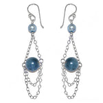 Load image into Gallery viewer, Silver Blue Gemstone Drop Earrings for Women | Dangle Jewelry