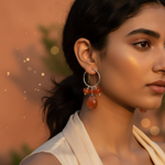 将图像加载到图库查看器中, Silver Hoop Earrings with Orange Carnelian | Women's Jewelry Gift
