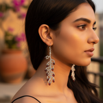 Load image into Gallery viewer, Silver Beaded Garnet Drop Earrings | For Women | Gift Jewelry