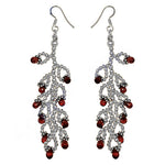Load image into Gallery viewer, Silver Beaded Garnet Drop Earrings | For Women | Gift Jewelry