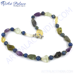 Load image into Gallery viewer, Gemstone beaded necklace featuring various colored semi-precious stones and a silver clasp, perfect for women.