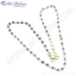 Load image into Gallery viewer, Sterling silver beaded necklace with natural iolite gemstones and a secure clasp.
