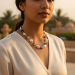 Load image into Gallery viewer, Silver Pearl Necklace with Blue Stone Accents for Women | Gift