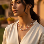 Load image into Gallery viewer, Red Carnelian & Pearl Beaded Necklace for Women | Gemstone Jewelry