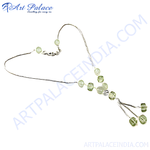 Load image into Gallery viewer, Silver necklace with green quartz beads, a stylish and elegant necklace for women, perfect for gifting or daily wear.