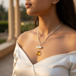 Load image into Gallery viewer, Silver Pearl & Citrine Pendant Necklace for Women | Gift Jewelry