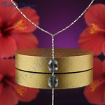 Load image into Gallery viewer, Silver Beaded Y-Necklace with Gemstone Pendant for Women