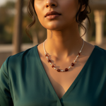 将图像加载到图库查看器中, 925 Silver Garnet Bead Necklace for Women | Gemstone Jewelry