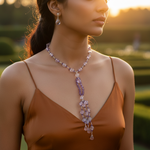 Load image into Gallery viewer, Amethyst & Crystal Beaded Necklace | Long Lariat Necklace for Women