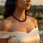 Load image into Gallery viewer, Black Onyx Bead Necklace | Sterling Silver Clasp | For Women