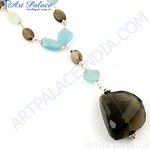 Load image into Gallery viewer, Sterling silver necklace with smoky quartz and other colorful gemstones; a unique, elegant pendant necklace.