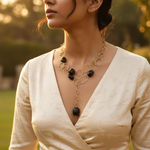 Load image into Gallery viewer, Black Beaded Lariat Necklace | gold plating Chain | Women's Fashion Jewelry