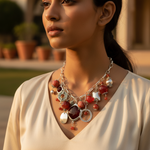 Load image into Gallery viewer, Silver Carnelian Gemstone Necklace for Women | Statement Jewelry