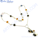 Load image into Gallery viewer, Sterling silver beaded necklace with various colorful gemstones, perfect for any occasion.