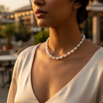 Load image into Gallery viewer, Freshwater Pearl Necklace with Black Onyx Beads for Women