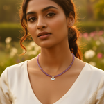 Load image into Gallery viewer, Amethyst Bead Necklace with Silver Charm | Women's Jewelry Gift