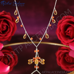 Load image into Gallery viewer, 925 Silver Citrine & Carnelian Necklace for Women | Gift